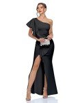 Black One Shoulder Ruffled Mermaid Evening Gown