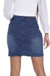 GUANYY Womens Mini Jean Skirt Stretch High Rise Casual Slim Fit Classic Elastic Denim Skirts Summer 2024 Blue Large