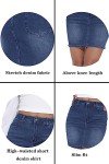 GUANYY Womens Mini Jean Skirt Stretch High Rise Casual Slim Fit Classic Elastic Denim Skirts Summer 2024 Blue Large