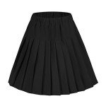 Urban CoCo Women's Elastic Waist Plaid Pleated Skirt Tartan Skater School Uniform Mini Skirts (X-Large, Solid Balck)