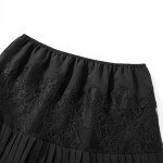 Women Y2k Lace Mini Skirt Low Rise Pleated Ruffle Half Slip Skirt Layered Flowy Short Skirt Streetwear, Black 02, Large