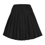 Urban CoCo Women's Elastic Waist Plaid Pleated Skirt Tartan Skater School Uniform Mini Skirts (X-Large, Solid Balck)