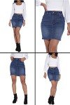 GUANYY Womens Mini Jean Skirt Stretch High Rise Casual Slim Fit Classic Elastic Denim Skirts Summer 2024 Blue Large