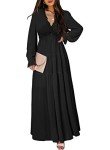 BLENCOT Women's Boho Deep V Neck Maxi Dress