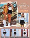 Avidlove Black Pleated Skirt Mini Skirt School Girl Skirts High Waisted Skater Skirt (Black， X-Large)