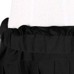 Urban CoCo Women's Elastic Waist Plaid Pleated Skirt Tartan Skater School Uniform Mini Skirts (X-Large, Solid Balck)