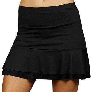 BRAMASOLE Women's Athletic Tennis Skirts Skorts with Pockets High Waisted Golf Mini Skort Skirt for Women(Medium, B # Black)