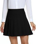 Urban CoCo Women's Pleated High Waist Solid School Uniform Skirt (Black, L)