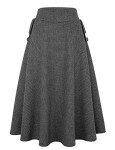 IDEALSANXUN Women’s Fall/Winter High Waist Plaid Slim A-line Long Skirt, Dark Grey, Small