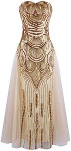 Champagne Sequin Strapless Sweetheart Banquet Dress Size 14