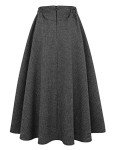IDEALSANXUN Women’s Fall/Winter High Waist Plaid Slim A-line Long Skirt, Dark Grey, Small