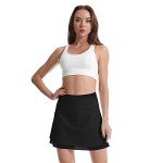 BRAMASOLE Women's Athletic Tennis Skirts Skorts with Pockets High Waisted Golf Mini Skort Skirt for Women(Medium, B # Black)