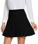 Urban CoCo Women's Pleated High Waist Solid School Uniform Skirt (Black, L)