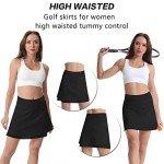 BRAMASOLE Women's Athletic Tennis Skirts Skorts with Pockets High Waisted Golf Mini Skort Skirt for Women(Medium, B # Black)