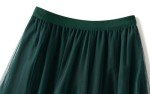 FEOYA Green Skirt Tulle Pleated Skirts for Women Layered Adult Tutu Elegant Flowy Long Skirts Bridesmaid Princess Midi Skirt