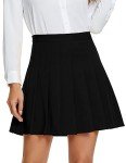 Urban CoCo Women's Pleated High Waist Solid School Uniform Skirt (Black, L)