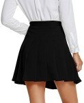 Urban CoCo Women's Pleated High Waist Solid School Uniform Skirt (Black, L)