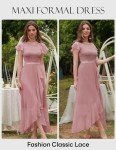 Elegant Blush Evening Dress with Slit and Sleeves