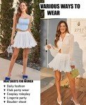 Avidlove Women High Waist Mini Skirt Ruffle Hem Flared Mini Skater Skirts Short Lingerie Skirts， White