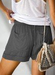 Velinsak Womens Shorts Summer Casual Comfy Cotton Linen Shorts High Waist with Elastic Waist Drawstring and Pockets Dark Grey Medium