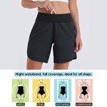 Willit Women's Swim Board Shorts UPF 50+ High Waisted Swimming Shorts with Liner Pockets 7" Black Size 10