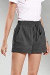 Velinsak Womens Shorts Summer Casual Comfy Cotton Linen Shorts High Waist with Elastic Waist Drawstring and Pockets Dark Grey Medium