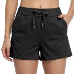 Willit Women's Shorts Athletic Running Shorts Yoga Lounge Active Shorts Comfy Lightweight with Pockets 2.5" Black M