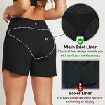 BALEAF Women's 5 inch Swim Board Shorts Swimming Bottoms High Waisted Tummy Control Swimsuits Beach Shorts with Liner Black L