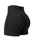 YEOREO Professional Women Workout Shorts 3.6" Scrunch Shorts Seamless High Waisted Contour Gym Yoga Biker Shorts Black S