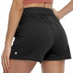 Willit Women's Shorts Athletic Running Shorts Yoga Lounge Active Shorts Comfy Lightweight with Pockets 2.5" Black M