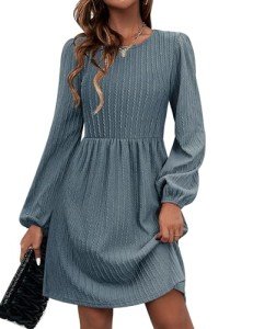 Women’s Cozy Long Sleeve Sweater Dress with Pockets