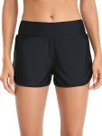 RELLECIGA Women's Black High Waisted Swim Shorts Swim Board Shorts for Women Size Small