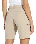 Willit Women's 10" Hiking Cargo Shorts Stretch Golf Active Long Shorts Quick Dry Outdoor Summer Shorts Khaki L