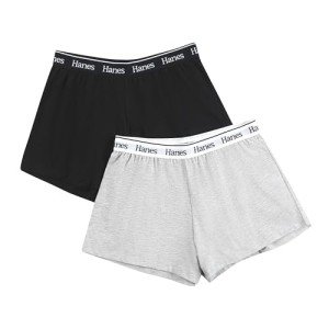 Hanes Womens Originals Sleep Shorts, Comfywear Lounge Shorts, Pajama Shorts for Women, 2-Pack, Heather Grey Marle/Black, XX-Large