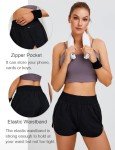Blooming Jelly Women's Quick-Dry Running Shorts Workout Sport Layer Active Shorts with Pockets 1.75" (Medium, Black)