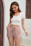 HEARTNICE 3-Pack Women's Soft Lounge Pajama Shorts, Casual Sleepwear for Yoga Gym Running Sleep(Khaki+Beige+Dusty Pink, M)