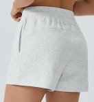 Dragon Fit Womens High Waisted Sweat Shorts Casual Cotton Workout Shorts Drawstring Running Shorts with 2 Pockets Heather White