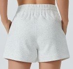 Dragon Fit Womens High Waisted Sweat Shorts Casual Cotton Workout Shorts Drawstring Running Shorts with 2 Pockets Heather White