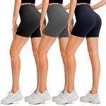 DHSO 3 Pack Biker Shorts for Women-5" High Waist Soft Summer Womens Shorts Spandex Workout Shorts for Running Athletics(3 Pack Black,Dark Gray,Navy, L/XL)