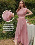 Elegant Blush Evening Dress with Slit and Sleeves