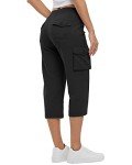 TBMPOY Women's Hiking Shorts Lightweight Work Below Knee Long Shorts with Travel Camping 6 Pockets Hiking Pants CA Black M