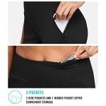 BALEAF Women's 10'' Athletic High-Waisted Bermuda Long Shorts Running Yoga Lounge Stretch Workout Pockets Black Size XL