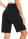 Willit Women's Shorts 10" Bermuda Cotton Long Shorts Jersey Shorts Athletic Yoga Workout Lounge Shorts with Pockets Black XL