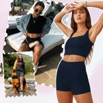 DHSO 3 Pack Biker Shorts for Women-5" High Waist Soft Summer Womens Shorts Spandex Workout Shorts for Running Athletics(3 Pack Black,Dark Gray,Navy, L/XL)