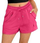 BETTE BOUTIK Women's Wide Leg Shorts Loose with Pockets Summer Yoga Casual Walking Exercise Shorts Deep Pink X-Large