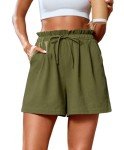 SUEANI Women’s Casual Shorts with Pockets 2024 Trendy Shorts Drawstring Summer Lounge Shorts(Large, Army Green)