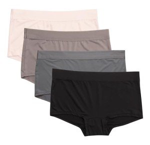 Hanes womens 4 Pack Smooth Microfiber Boyshort Boy Shorts, Assorted, Large US