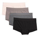 Hanes womens 4 Pack Smooth Microfiber Boyshort Boy Shorts, Assorted, Large US