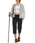 TBMPOY Women's Hiking Shorts Lightweight Work Below Knee Long Shorts with Travel Camping 6 Pockets Hiking Pants CA Black M