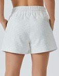 THE GYM PEOPLE Women's Drawstring Sweat Shorts High Waisted Summer Workout Lounge Shorts with Pockets Heather White